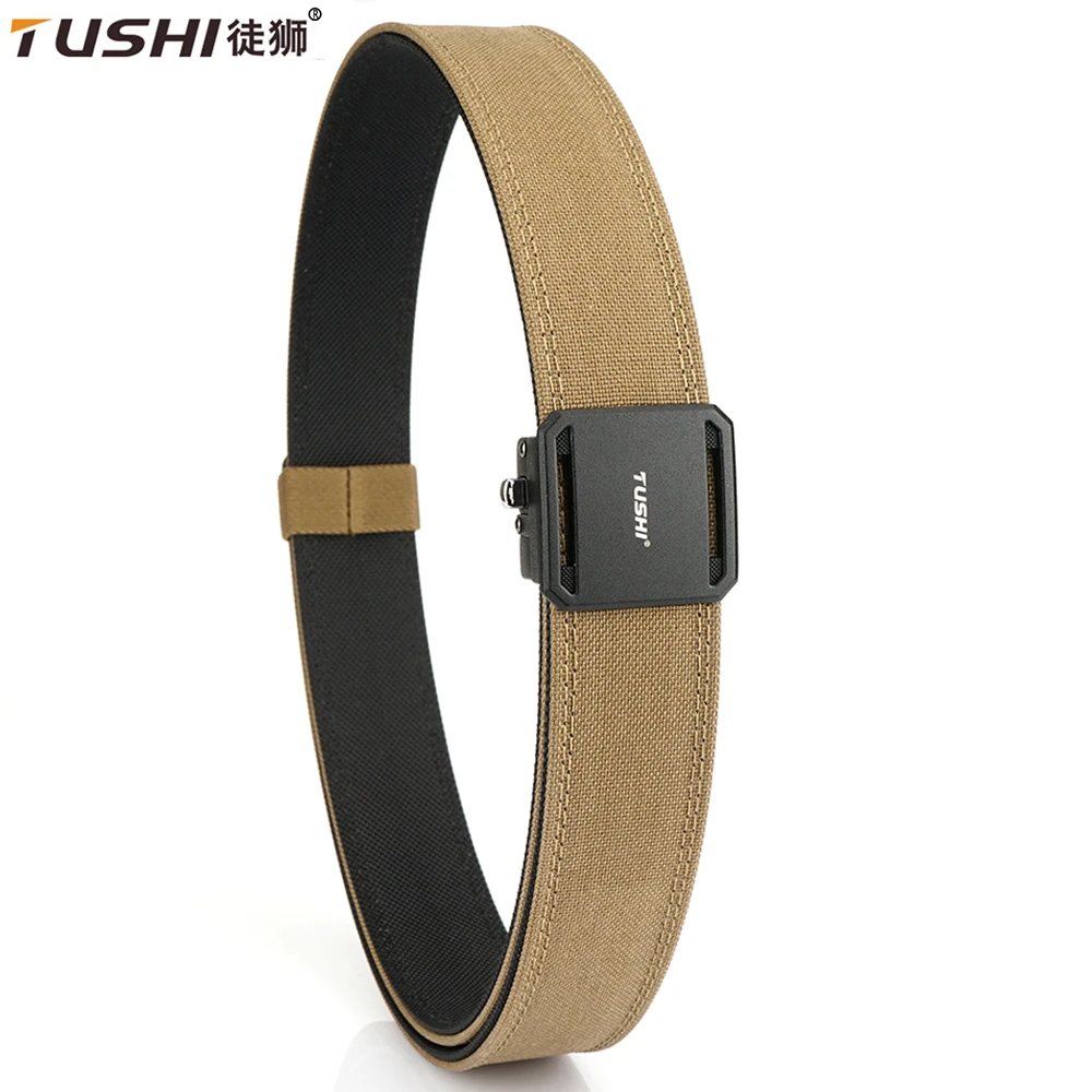 

TUSHI Hard Tactical Belt for Men Double Layer Thickened Hanging Gun Belt Sturdy Metal Buckle Military Belt IPSC Accessories Male