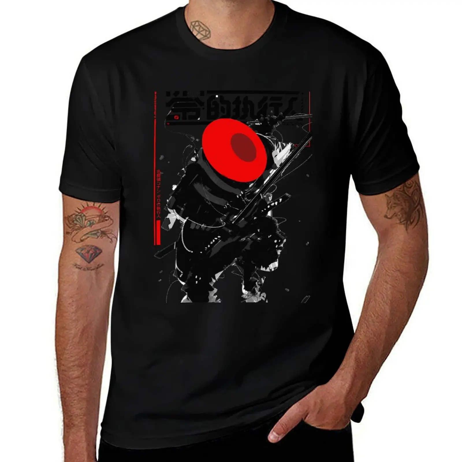 

Red Hat SamuraI Japanese Cyberpunk Style T-Shirt anime shirt summer top sweat mens clothing