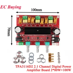 2*80W+100W Power Amplifier Board Module TPA3116D2 Digital Audio 2.1 Channel TPA3116 Subwoofer Amplificador Amp DC12-26V