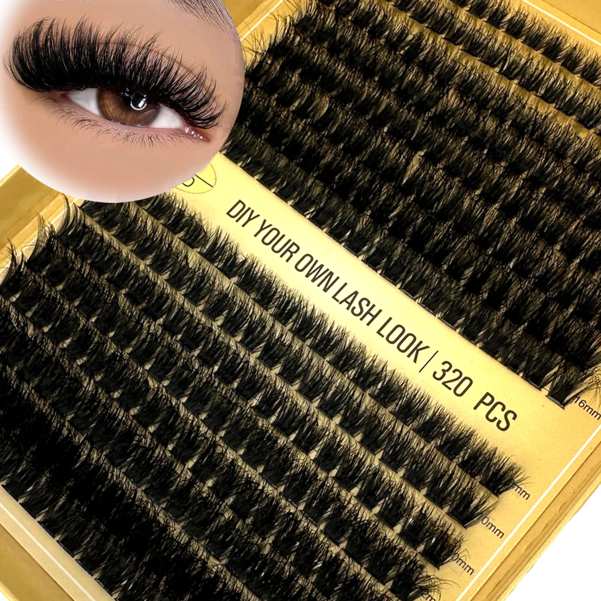 HBZGTLAD 16Rows Individual Lashes Natural Russia Volume Mink Eyelash 320 Bundles 60-100D Cluster Eyelash Extension Makeup Cilios