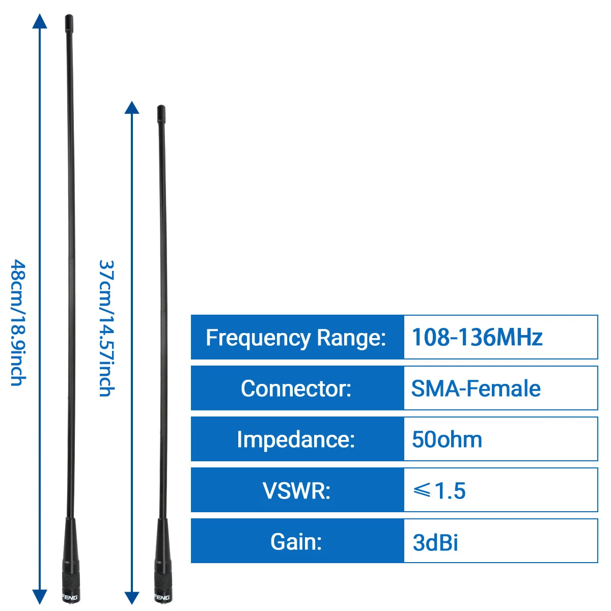 Baofeng Antenna AM-771 PRO SMA-Female 108-136MHZ Air Band Soft Whip 37cm/48cm Long Antenna With UV-32 UV-5RH Quansheng UV-K5 8