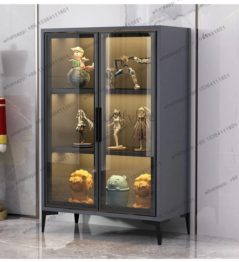Display glass door bookcase storage dustproof transparent designer simple home living room fashion