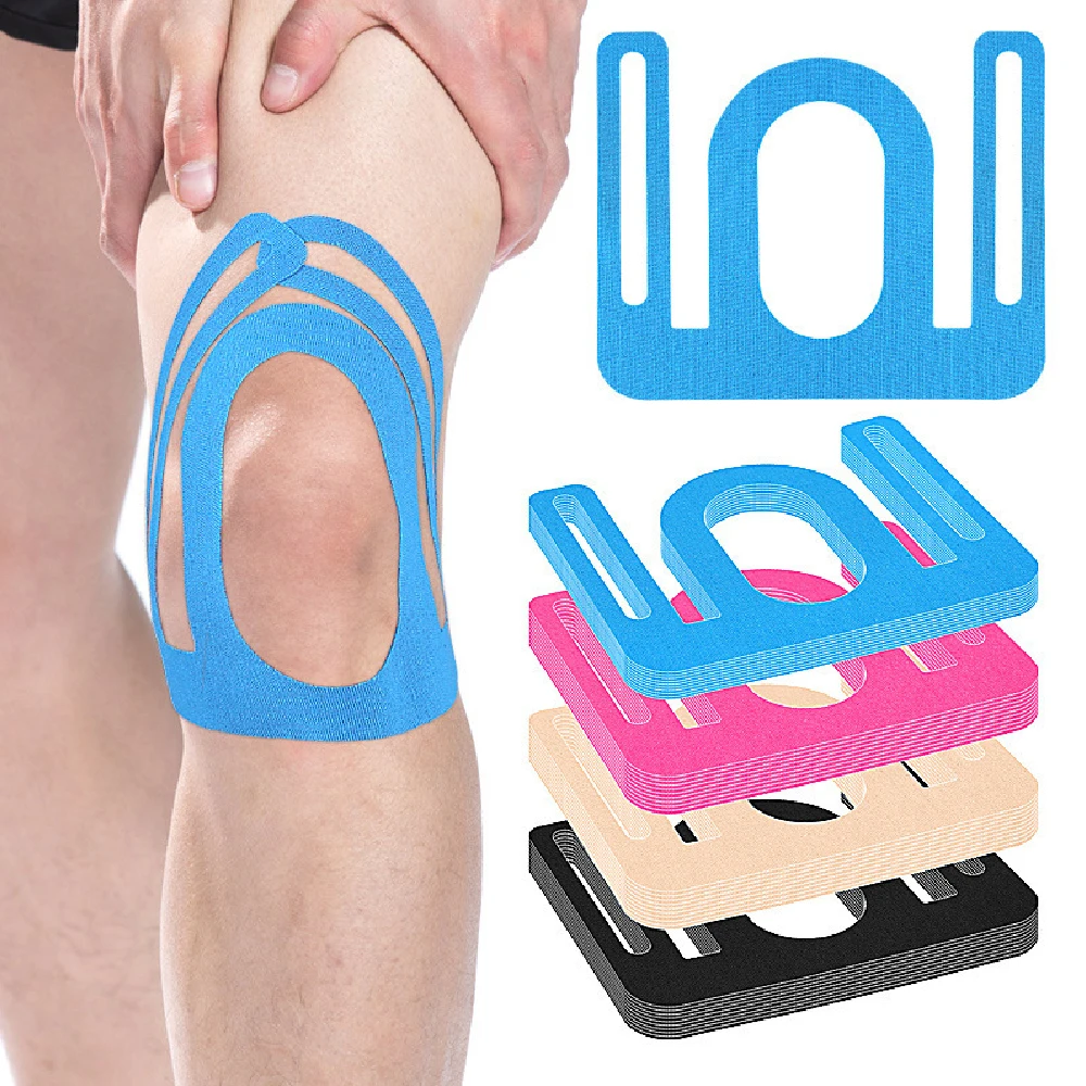 10PCS Knee Precut Kinesiology Tape,Flexible Contoured Compression Tape,Pre-Shaped Elastic Knee Support Bandage for Athletic Use