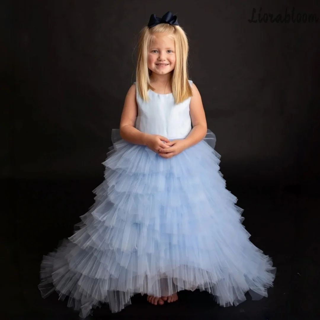 

Custom-Made Girls' Flower Girl Dress Multi-Colored Multi-Layered Tulle Princess Gown Girls' Wedding Gown Formal Wedding Attire