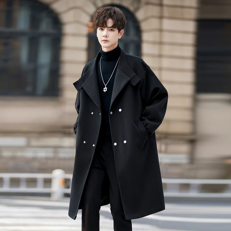 

Мужское шерстяное пальто Bla с двубортной застежкой, длинное, городской стиль, теплое, осенне-зимнее, ветрозащитное