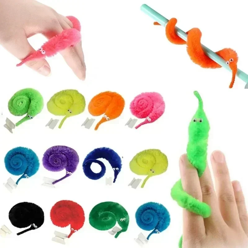 1PCS Funny Worm Magic Props Toys for Children Kids Beginners Wiggly Twisty Worm with Invisible String Party Games Trick Toys