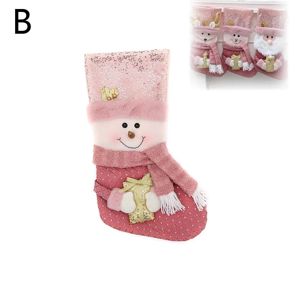 Christmas Stockings Socks Pink Sequins Plush Decoration Decor Year Gift Hangings 2025 New Bag Candy Xmas Christmas Socks V9U2 image 4