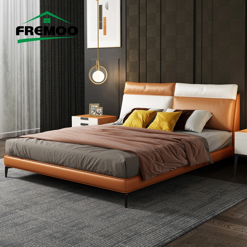 Minimalist Style Double Bed High Quality Master Bedroom Bed Frame Custom Color and Size Bedroom Bed