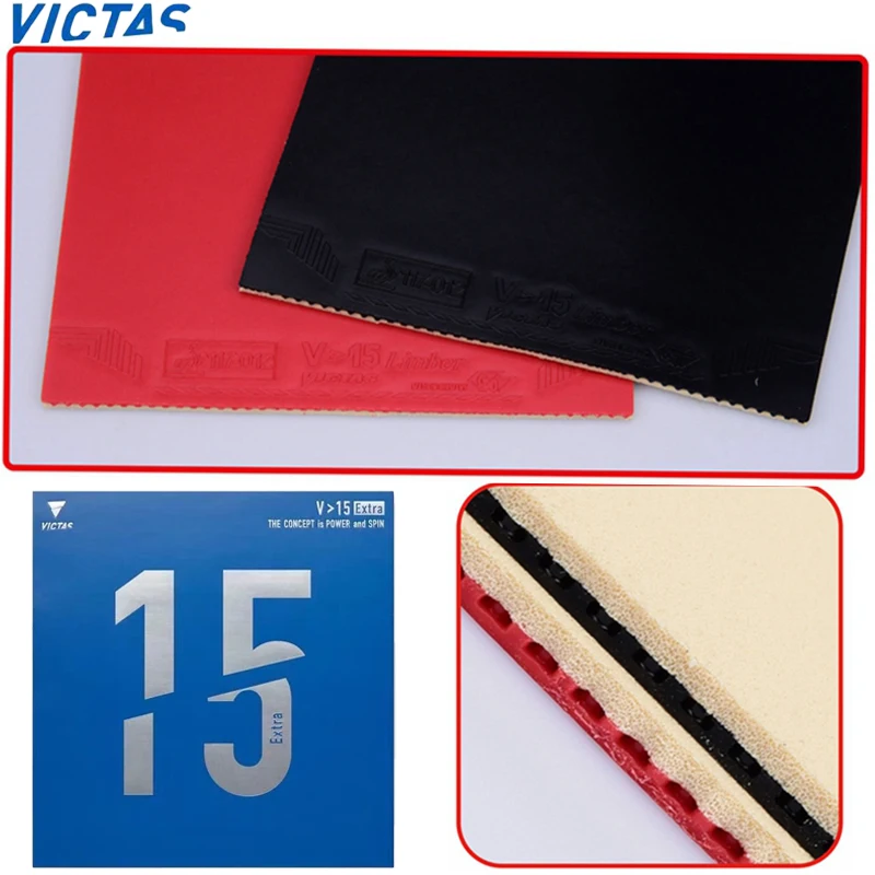 

VICTAS V＞15 Extra Table Tennis Rubber Non-stick Pimples in Blue Red Black Ping Pong Rubber with Sponge Fast Attack with Loop