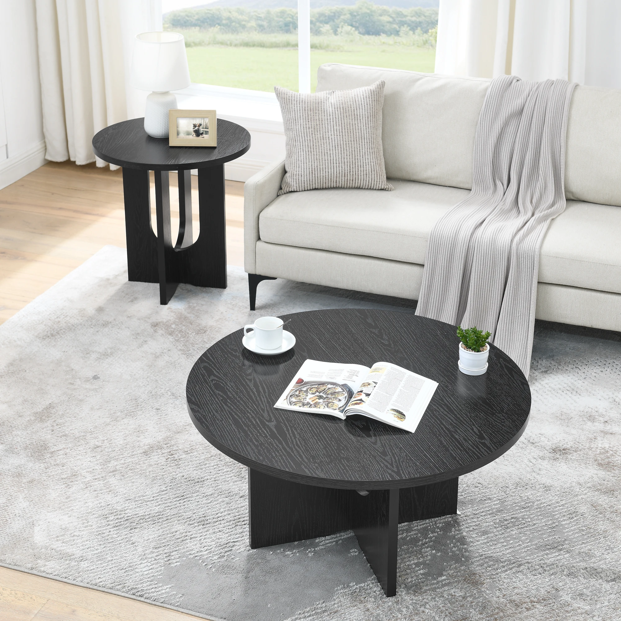 Modern Minimalist Coffee Table, Solid Wood Nordic Style, Simple Design for Living Room, Office, Home & Small Spaces