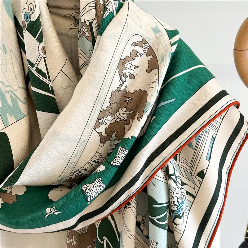 Double Sided Winter Luxury Hand Rolled Edges Shawls Bandanas Hijab Winter Accessories Scarves Shawls Pashmina