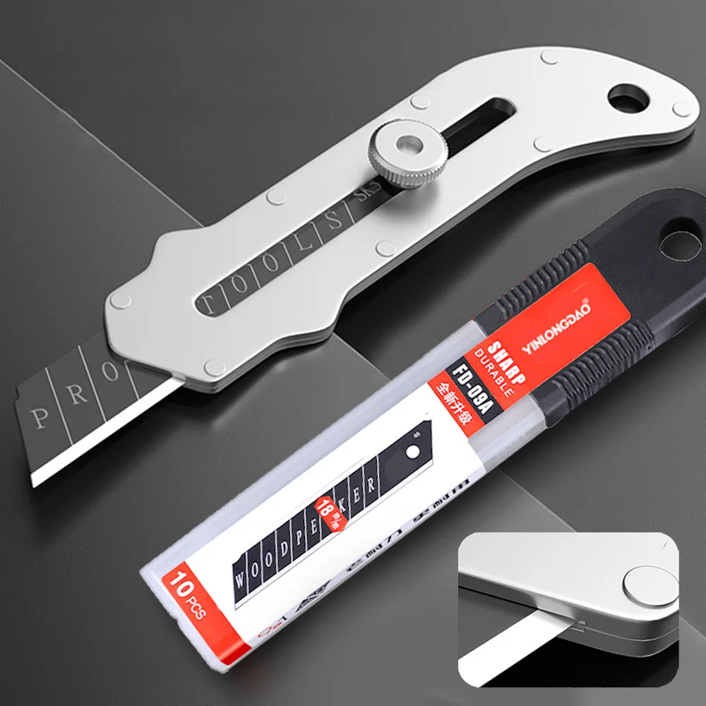 New Stainless Steel Utility Knife Steel Wallpaper Knife Holder Durable Sturdy Fast Cutting Manual Lock