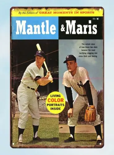 art and prints 1961 Great Moments In Sports Mantle and Maris Magazine tin sign