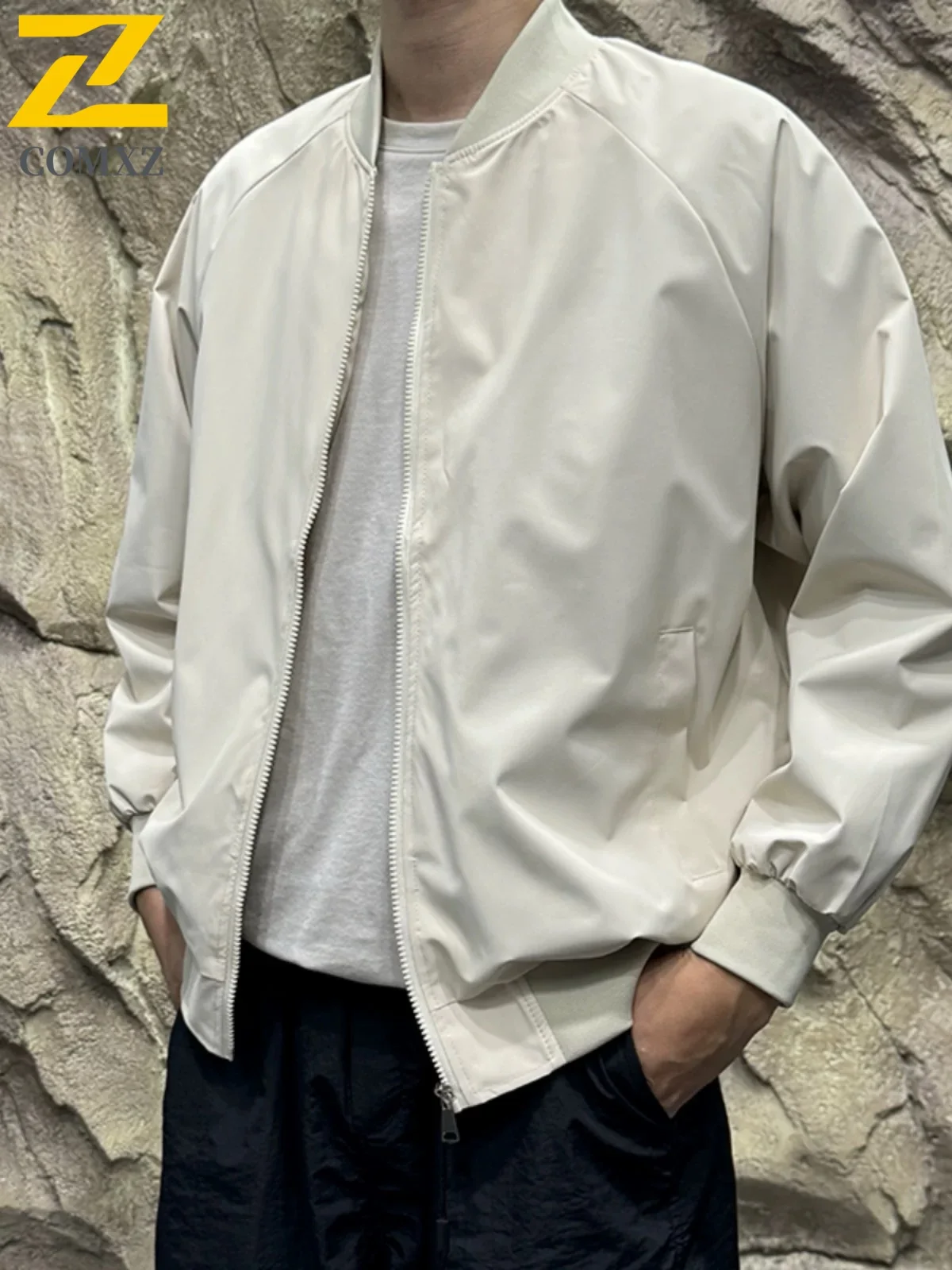 

Business Casual Jacket Solid Color Stand Up Collar Men's Coat Outdoor Thin Section Breathable Jogging Sports Top Men's Clothing