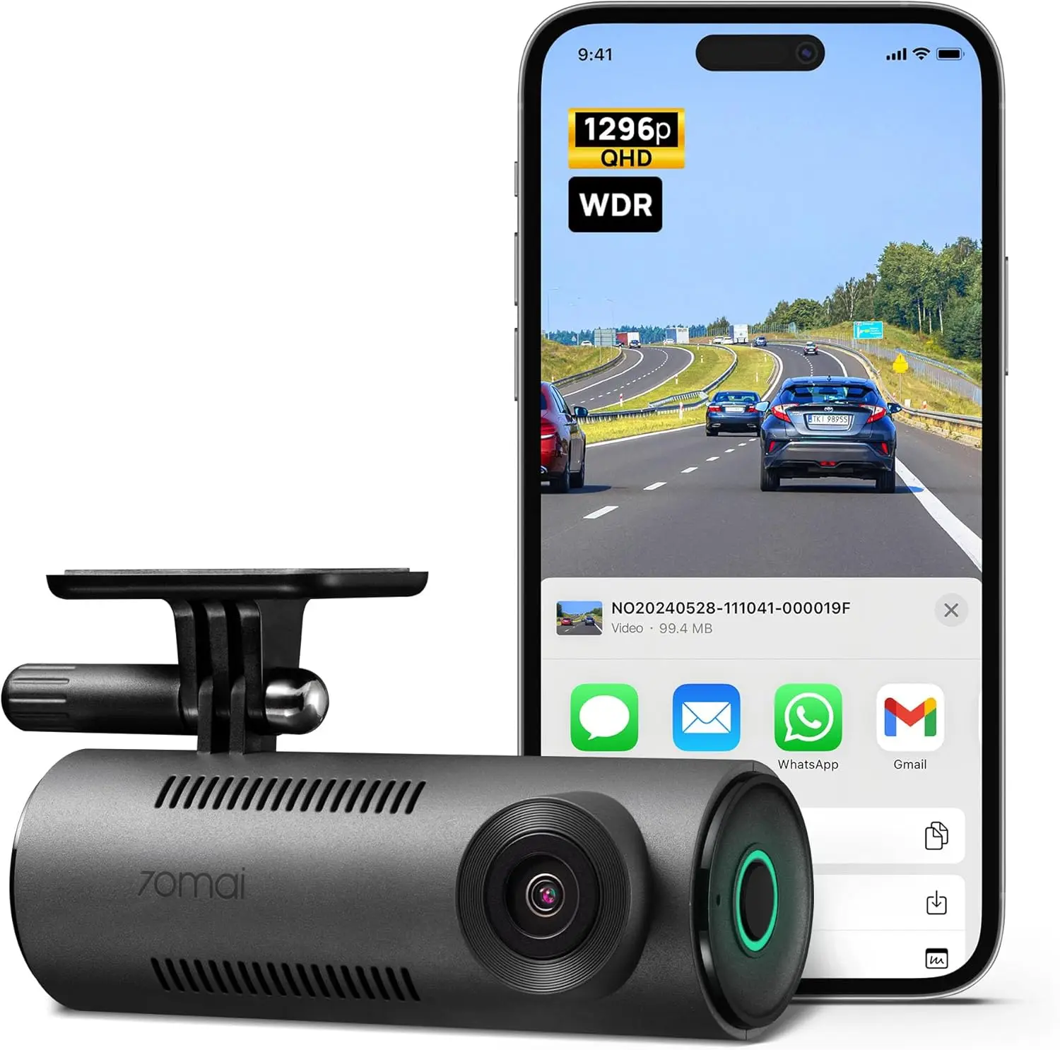 

Видеорегистратор для автомобилей 1296P QHD, умная камера с Wi-Fi, 130° обзор ° Широкоугольный объектив, WDR, ночное видение, мобильное приложение для iOS/Android