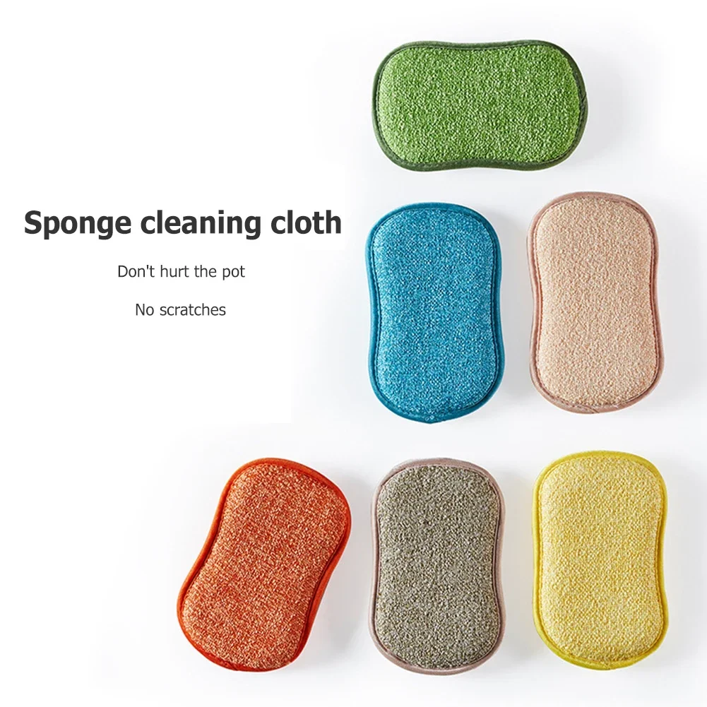 5pcs Double Sided Sponge Cleaning Cloth Reusable Anti Grease Kitchen Gadget