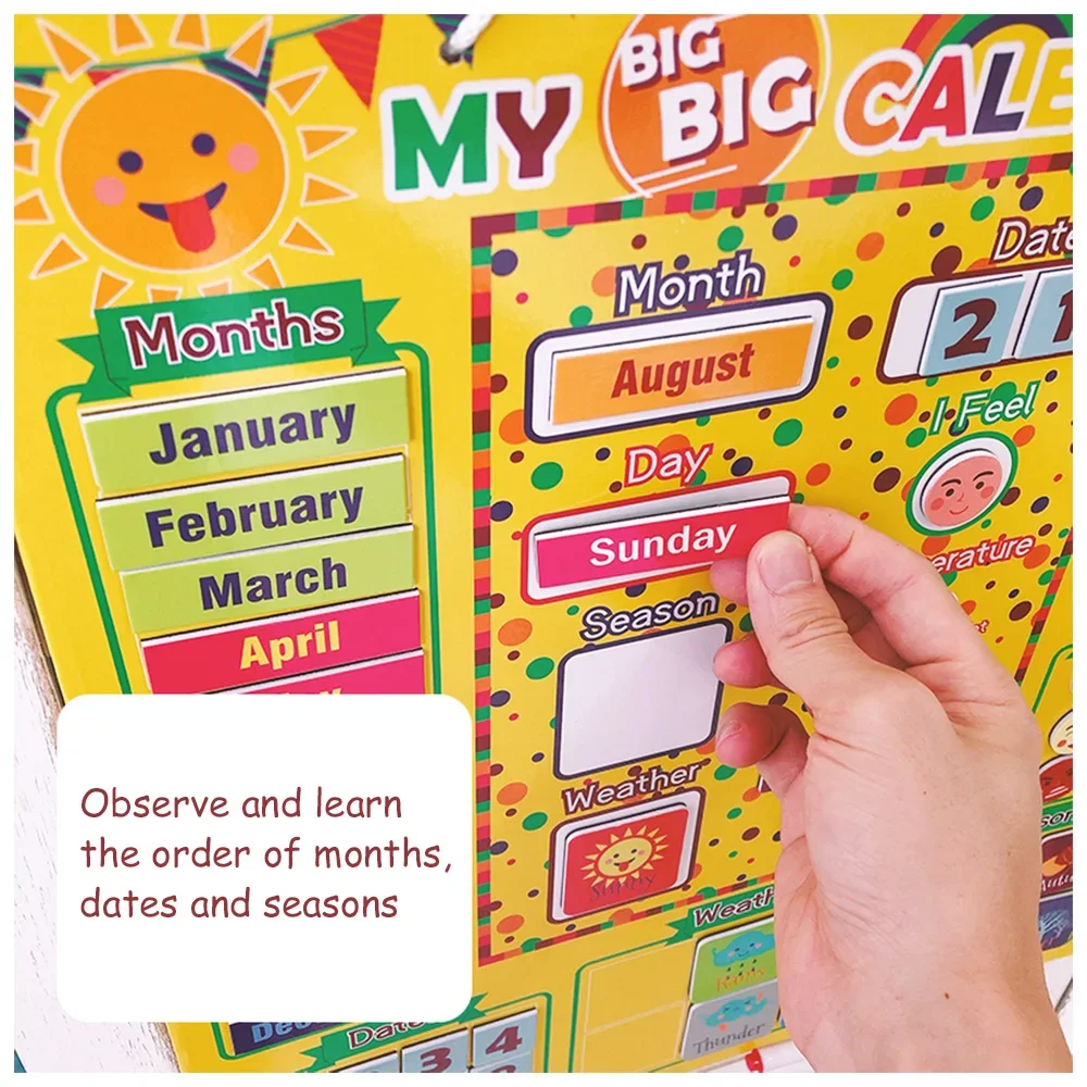 Magnetic Calendar Time Month Date Season Weather Learning Chart Board for Kid children Toddler Preschool Learning Toys