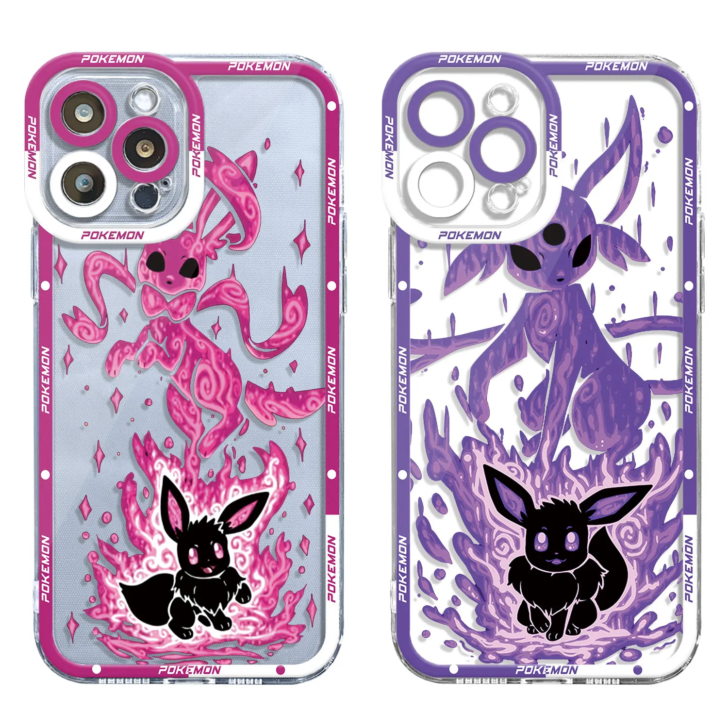 Clear Case for iPhone 15 14 Pro Max 8 6 15Plus 11 12Pro SE 2022 XR XS 13mini X XS Max Silicone Cover Water Eevee Pikachu Eevees