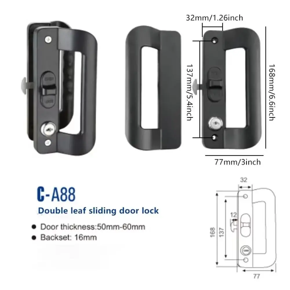 Aluminum Alloy Sliding Door Lock with Handle Anti Rust Flush Lock Kit with Key Easy To Install Door Pull Locks Garage Sheds