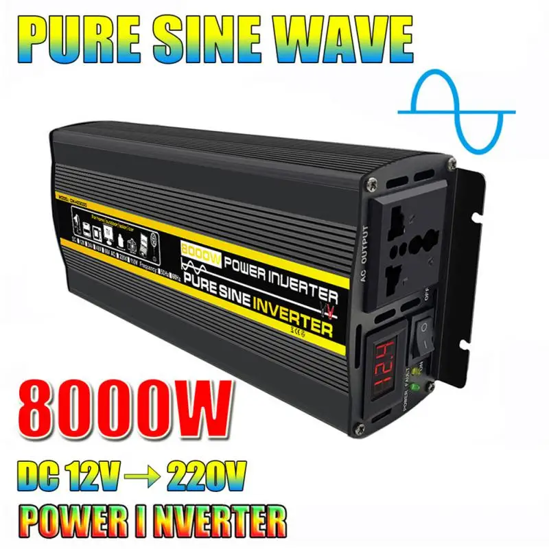 

Pure Sine Wave Inverters 3000W 4000W 6000W 8000W Universal Socket Car Inverter 12V To 220V Voltage Converters