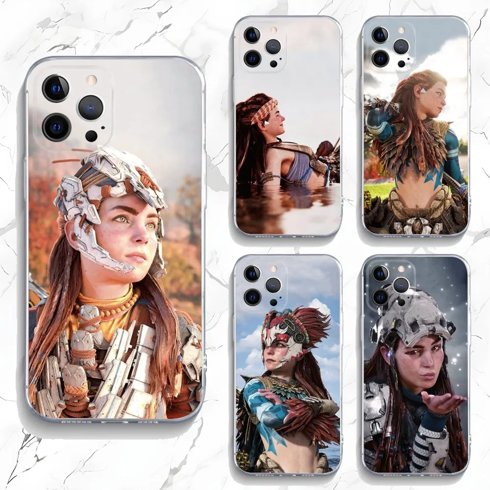 Aloy Game H-Horizon Phone Case For iPhone 15,14,13,12,11 Plus,Pro,Max,XR,XS,X,7,8 Plus,SE,Mini Transparent Silicone Soft