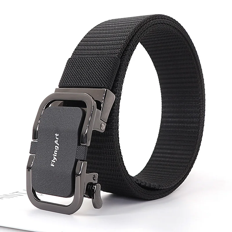 

Tactical Men's Automatic buckle Nylon thick canvas Belt youth Korean casual Toothless Quick Release Jeans automatic Buckle Belt