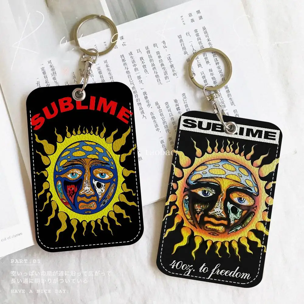 S-Sublime Band 1 قطعة حامل بطاقة جلدية PU المفاتيح حلقة رئيسية قفل الباب الوصول العلامات بطاقة الهوية حافظة بطاقة المفاتيح #6