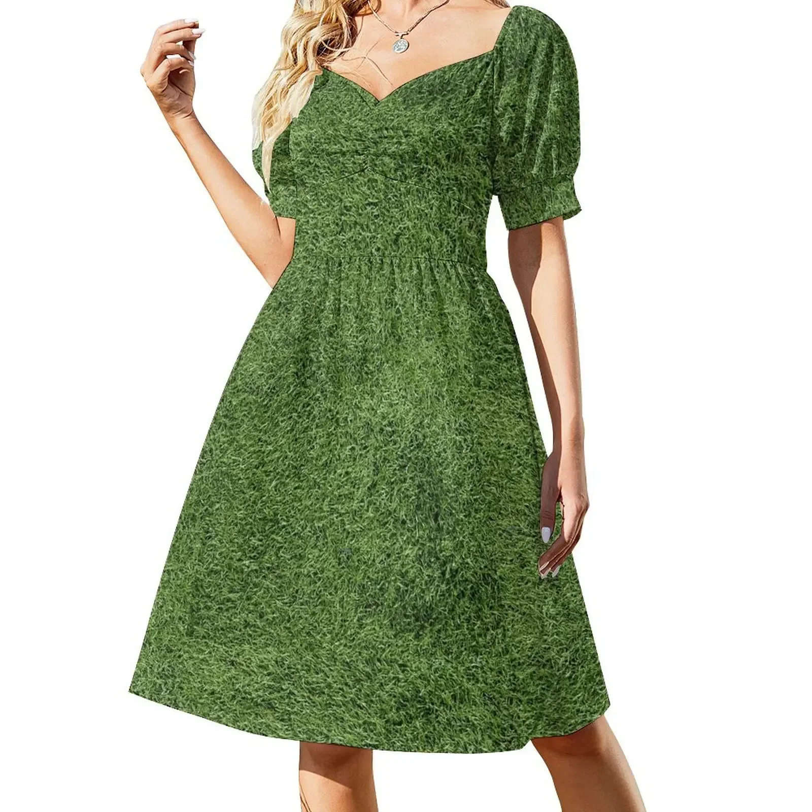 

Astroturf Lush Green Turf Grass Athletic Field Texture Dress Women's clothing dress party evening elegant luxury celebrity