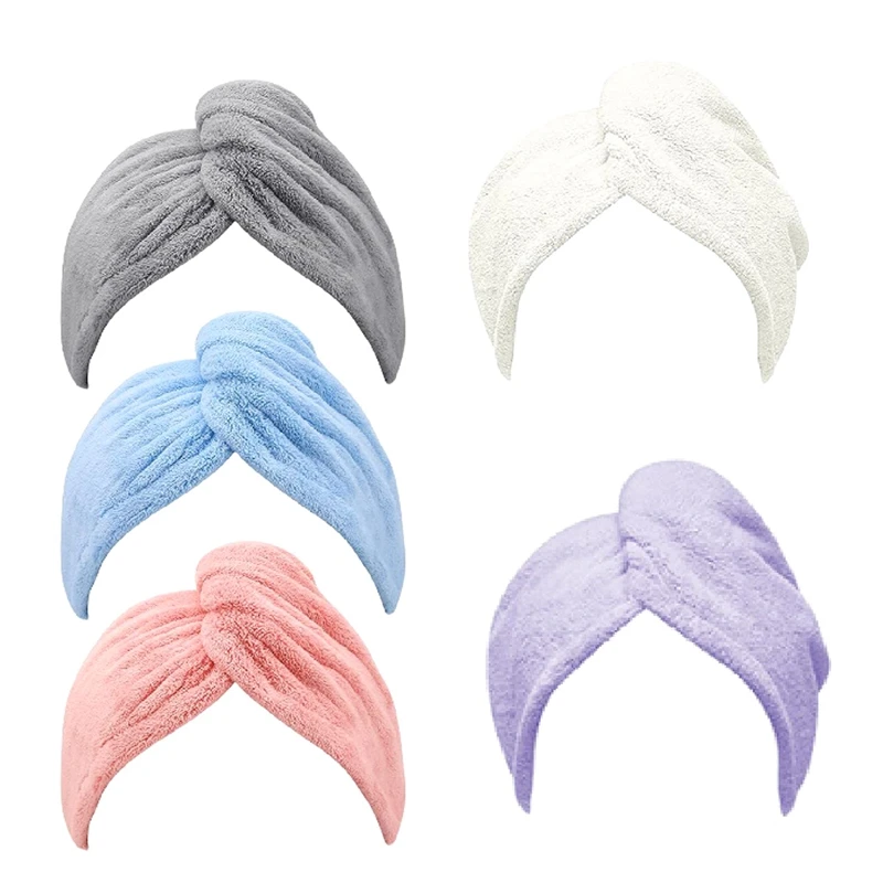 Microfiber Hair Towel Wrap Super Absorbent Hair Towel Wrap 5 Pack Hair Turbans For All Hair Types Anti Frizz