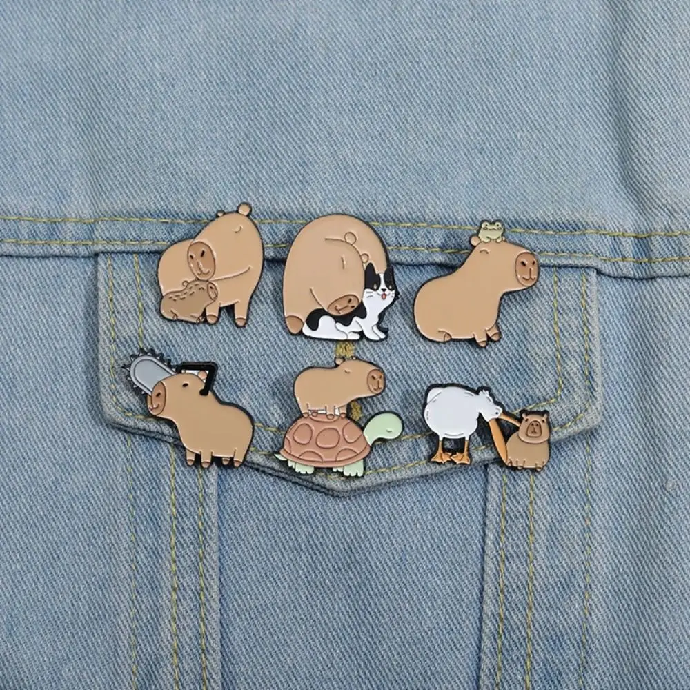 Turtle Capybara Broche Jóias para Menino, Emblemas de Lapela, Lapela Pins, Desenhos Animados Esmalte Pins, Animais Bonitos, Pufferfish, Menino