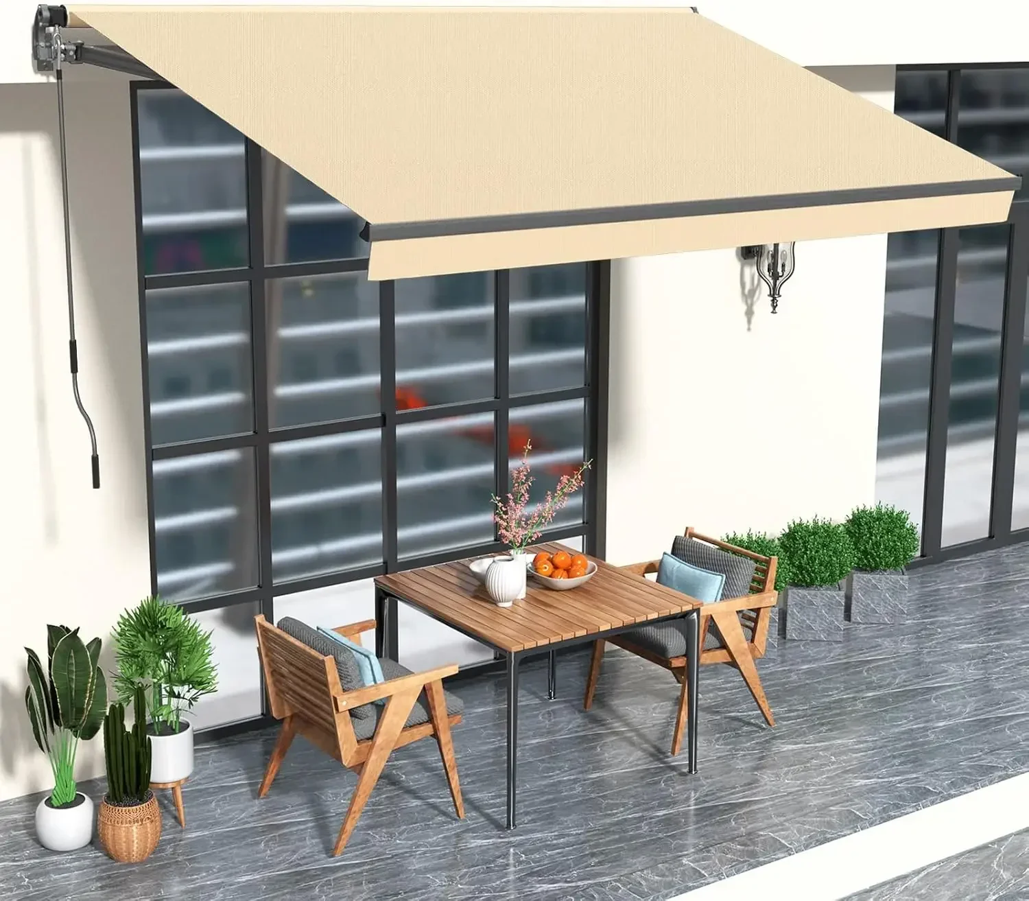 Brand new fast shippingBestseller10x8 Retractable Awning for Patio, Manual Awnings, Sunshade Shelter Crank Handle, UV & Water-Re