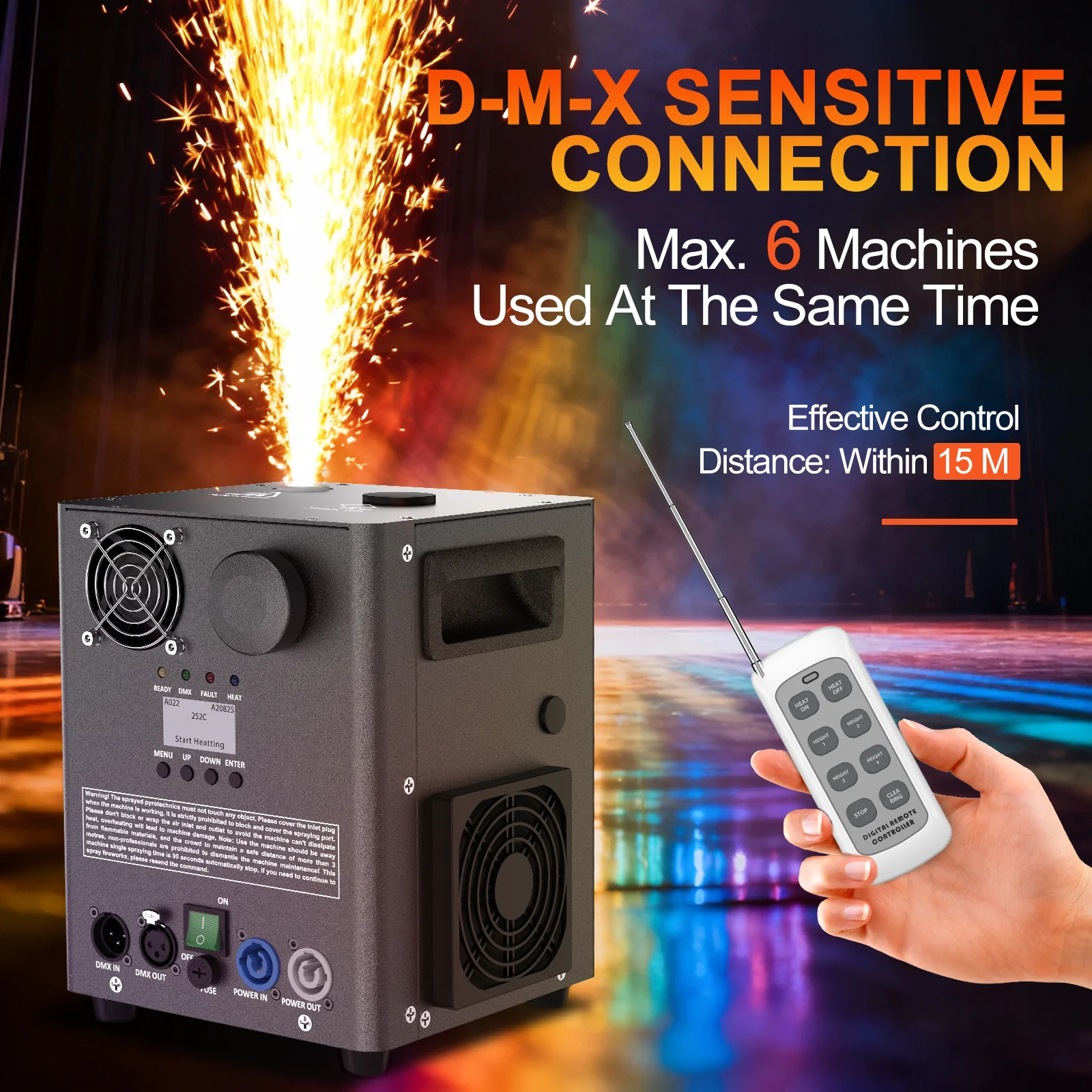 Máquina de Chispas Frías U'King de 800W para DJ, Discotecas, Fiestas, Equipos de Escenario, Máquina de Chispas Electrónicas Negra, Control DMX, Rociador de Llamas Frías