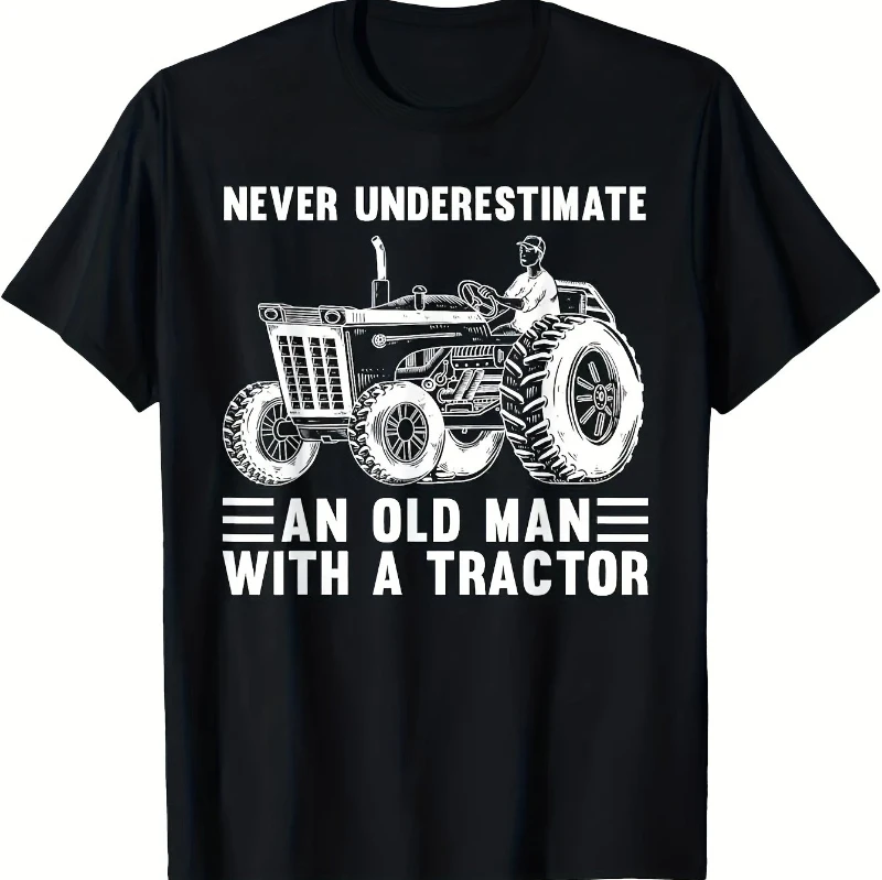 Men'S Tractor Driver T-Shirt Never Underestimate An for Man with Tractor Slogan Vintage Farming Design Short Sleeve