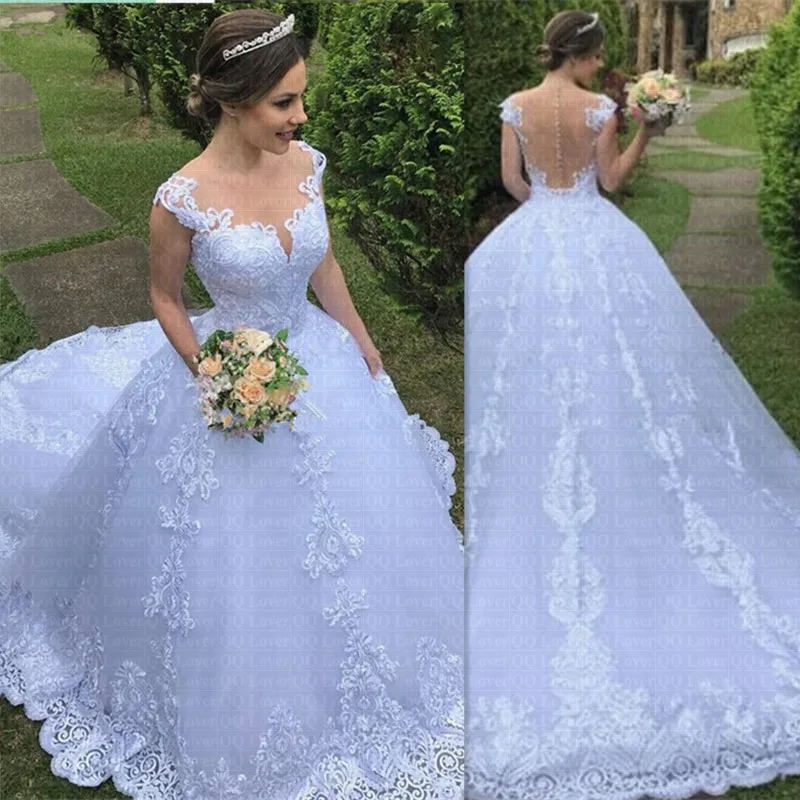 Robe De mariée De princesse brodée, dos nu, en dentelle, col incroyable, luxueuse, 2022