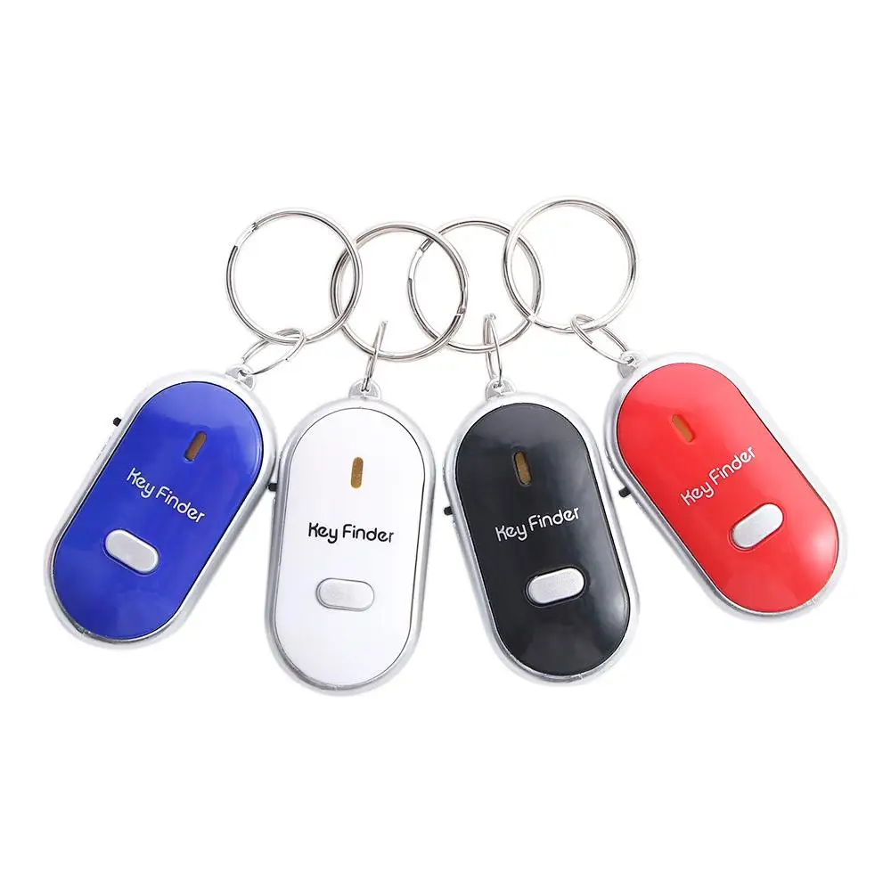 4 Colors Key Locator Whistle Sensors Keyring Light Torch LED Whistle Key Finder Sound Control Alarm Keyfinder Locator Tracker