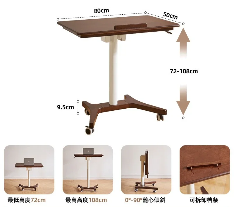 Jiayi solid wood lifting computer desk removable bedside table office workbench study table home folding desk