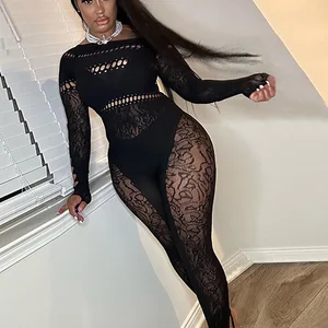 Seltsame Frauen der sexy Katze enge Overalls, unregelmäßig aus der dünnen Schulter, elastische Diamanten, Langarmunterkleidung, Overalls 10 Hauptverkaufs -Pailletten -Jumpsuit - №9