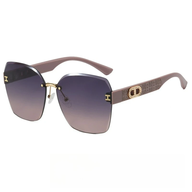 نظارات شمسية مستقطبة مربعة بدون إطار للنساء Douyin Live Stream HD UV حماية للتصوير الفوتوغرافي إطار معدني خفيف الوزن #6