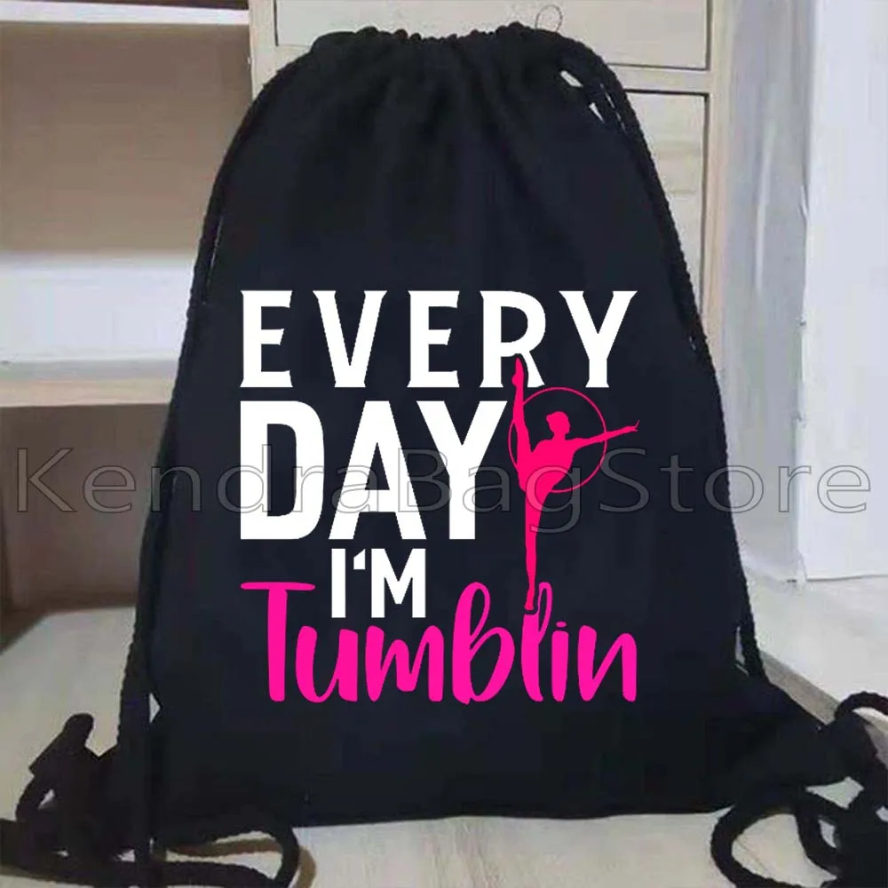 ศิลปะจังหวะ Tumbling ยิมนาสติก Acrobatics นักกายกรรมสาวปรับโยคะเต้นรํากระเป๋าเป้สะพายหลังกีฬากระสอบ String Bag