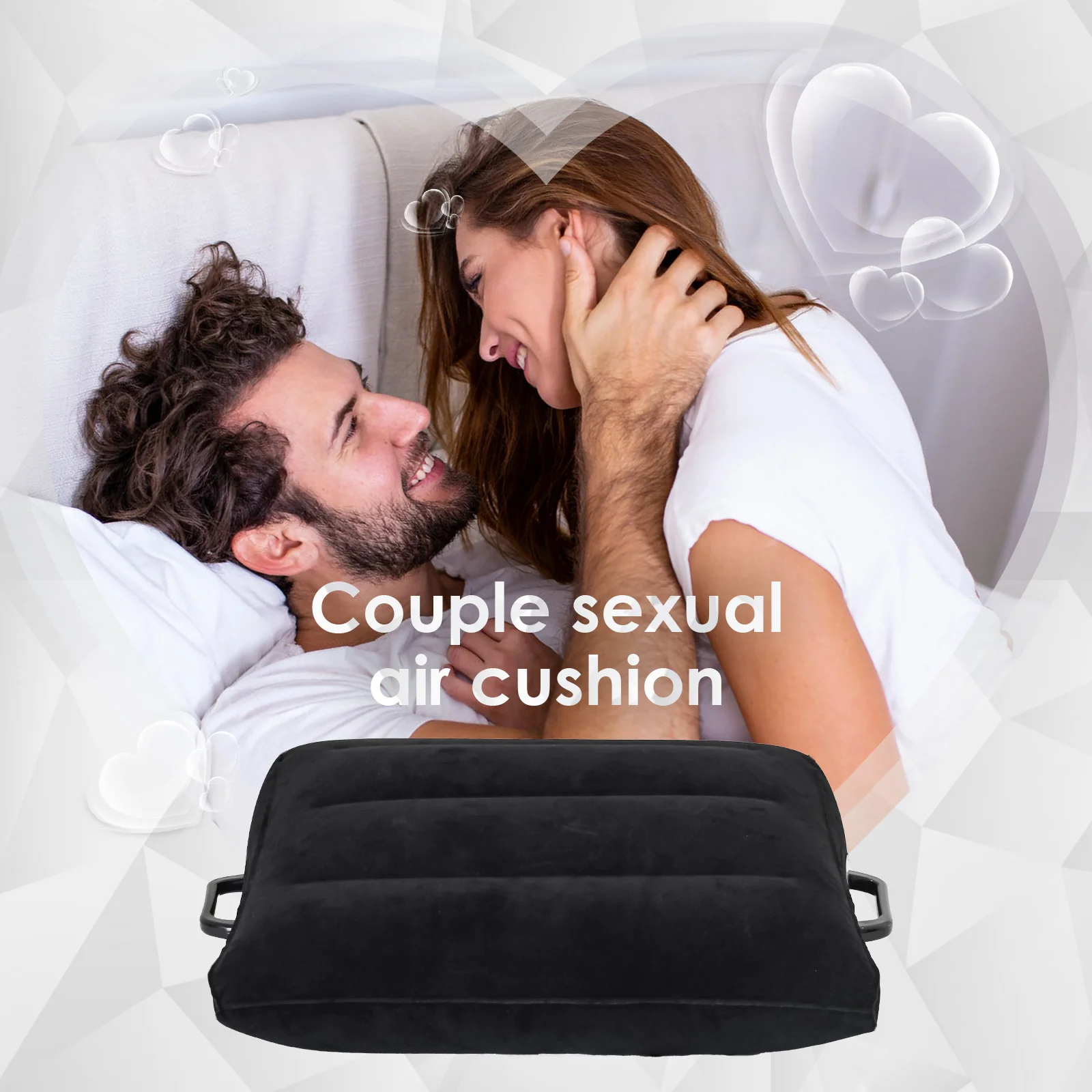 Inflatable Triangle Pillow For Couples - Sexual Position Enhancer, Rear Entry Cushion With Armrest, Stain-Resistant Polyester C