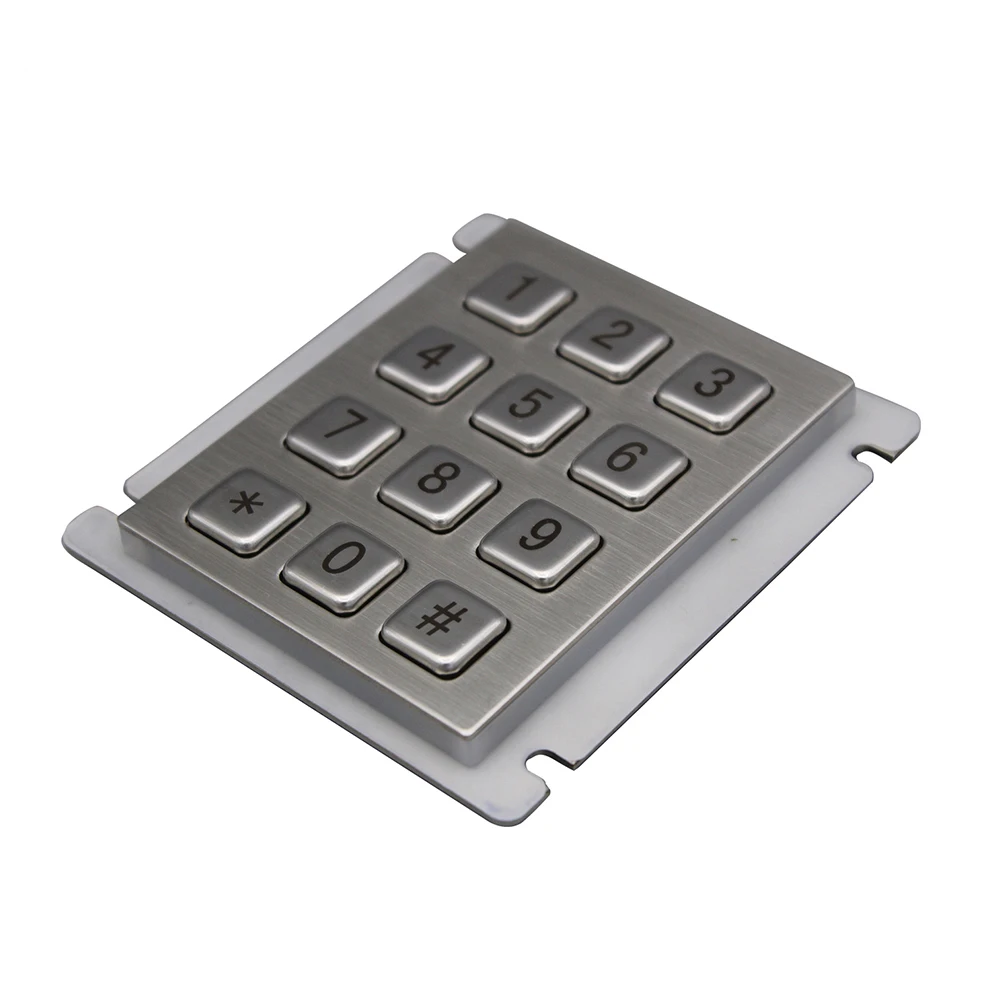 12 Keys 3X4 Metal Keypad for ATM Kiosk Access Control LED Backlit Backlight Industrial Metal Numeric Keypad