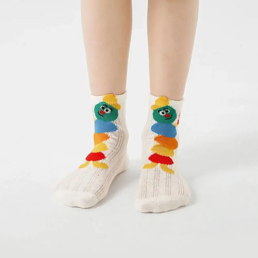 4 Pairs Cute Ultra-Thin Crew Socks Breathable Mesh Cotton Socks Rainbow Korean Style Mid-Calf Socks for Boys Girls