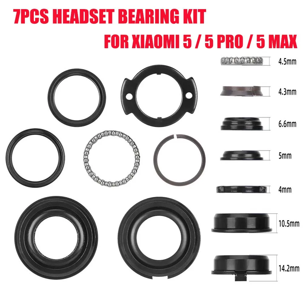 7PCS Bearing Bowl Set Kit For Xiaomi 5/5 Pro/5 Max Electric Scooter Front Fork High-strength Steering Column Bearing Accessories