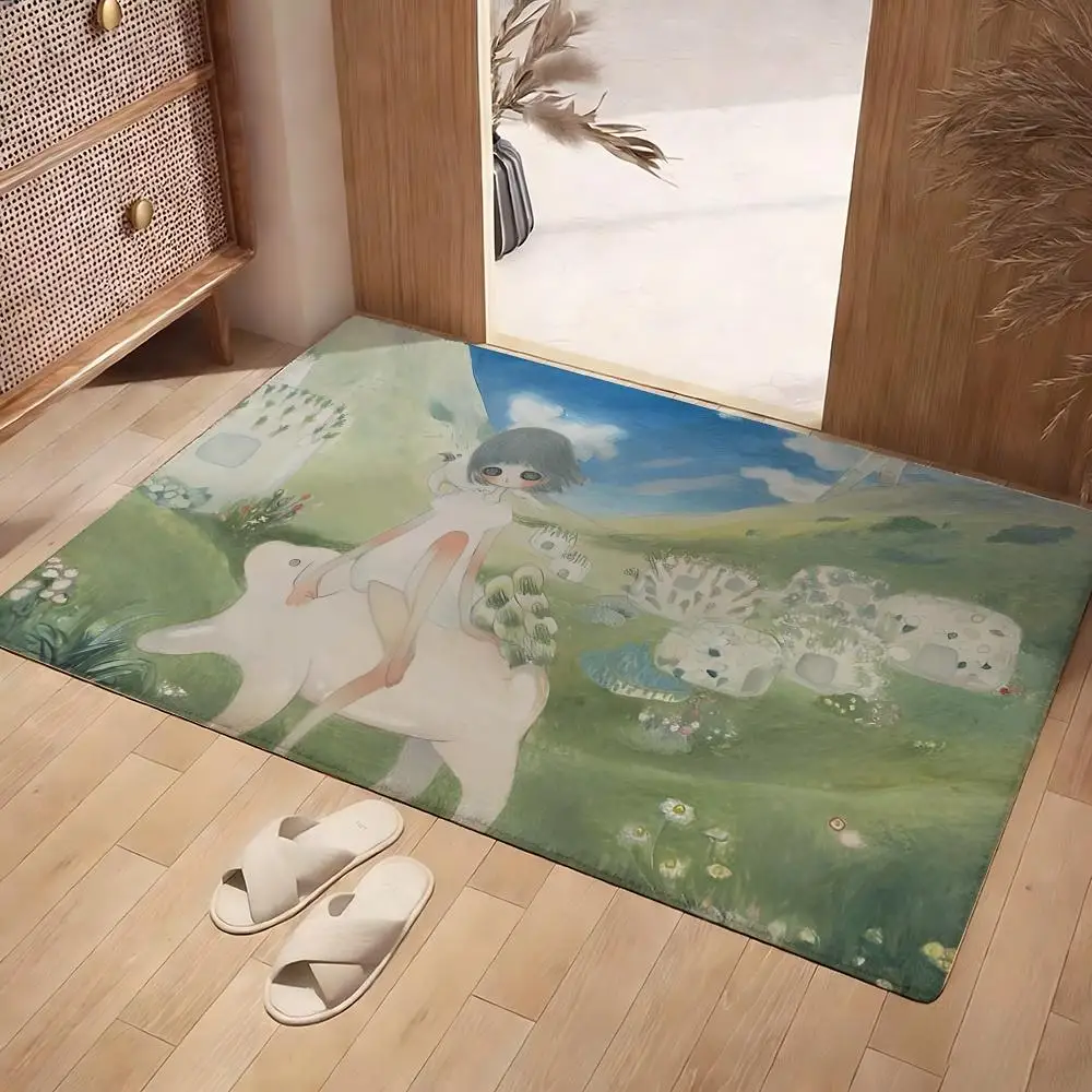 Aya T-takano Art Floor Mat Soft Flannel Rug Non-Slip Absorbent Mat For Bathroom Bedroom Home Decor