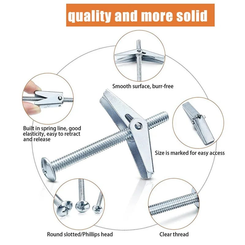 

A24F-25Sets Toggle Bolt And Molly Bolt,Wing Nut Kit,Heavy Duty Wall Anchors Assortment Kit For Hanging Heavy Items On Drywall