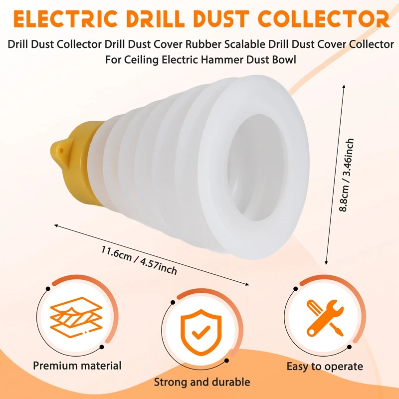 PORK-Drill Dust Collector Drill Dust Cover Rubber Scalable Drill Dust Cover Collector For Ceiling Electric Hammer Dust Bowl