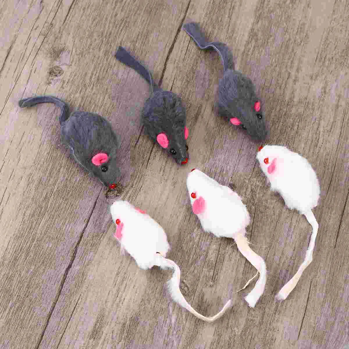 

6Pcs False Mice Cat Interactive Mini Funny Mouse Cat with Sound Squeaky Cat for Pet Cats Kitten