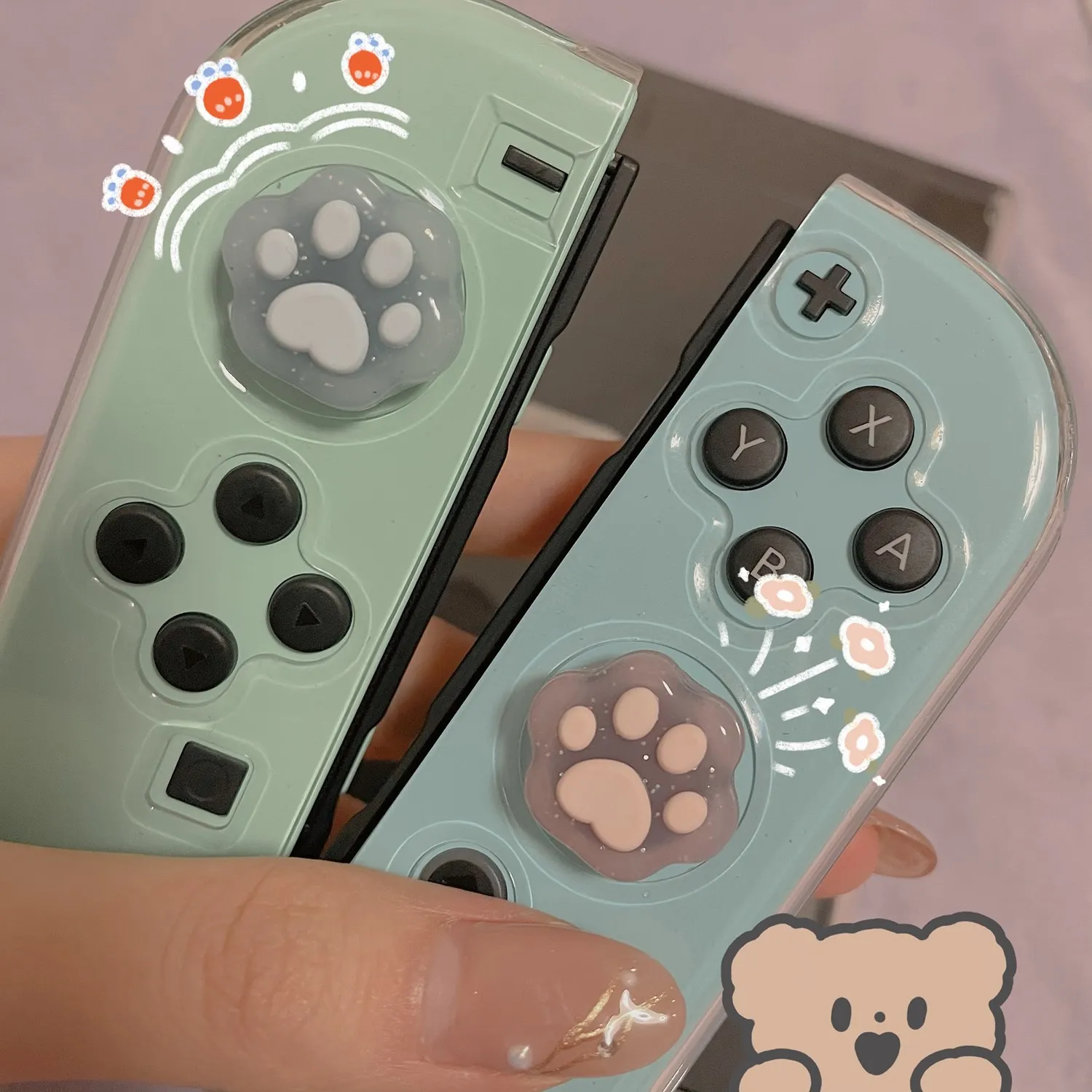 GeekShare-Tapas de agarre de animales para Nintendo Switch y Switch Lite, cubierta de silicona con garra de gato, accesorios para NS