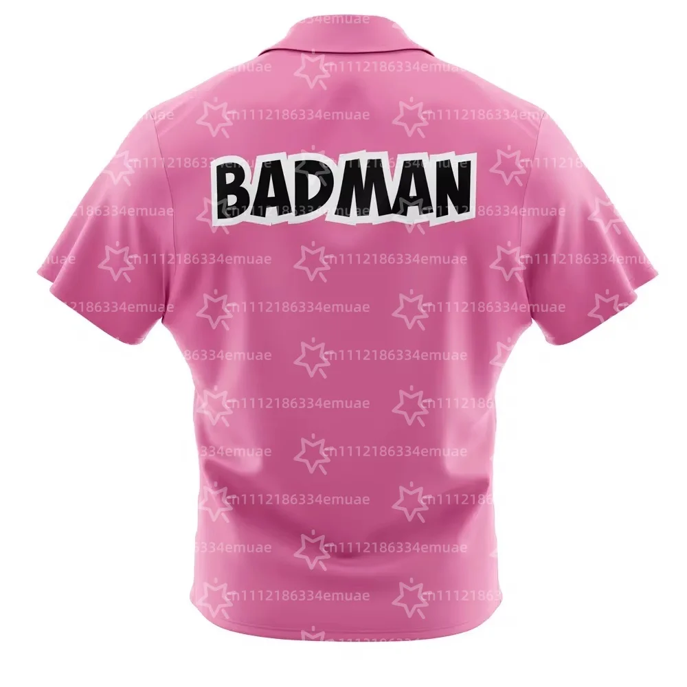 Camisa Vegeta Badman, camisa hawaiana rosa de Dragon Ball Z con botones, camisa informal de secado rápido para hombre, ropa para niños, camiseta Y2k para mujer