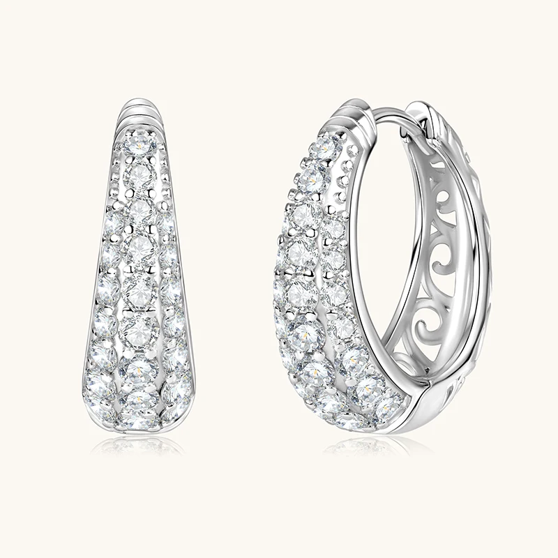 Anziw Original 925 Silver Sterling Hoops Luxury Earrings Jewelry 1.5CTTW.  D Round Moissanite Earrings for Women Wedding Party